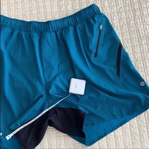 Men’s Lululemon Teal/Black Large Lined Shorts